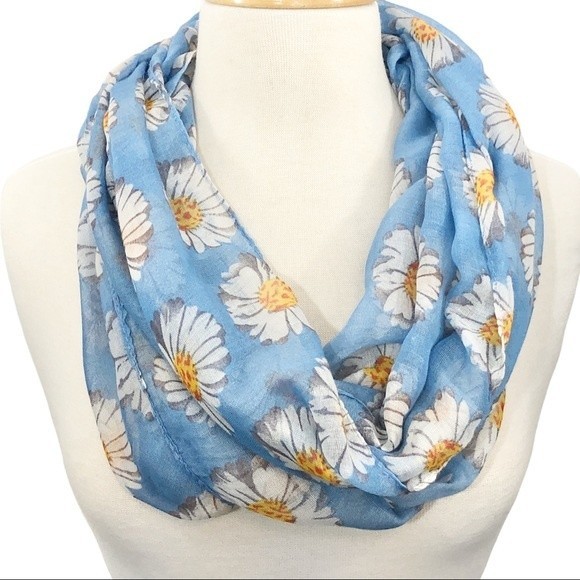 Daisy Lightweight Blue Loop Infinity Scarf - Picture 1 of 3